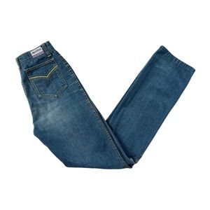 VTG 1980s Angel Britches Blue Cotton Denim High Rise Slim Straight Leg Jeans W25